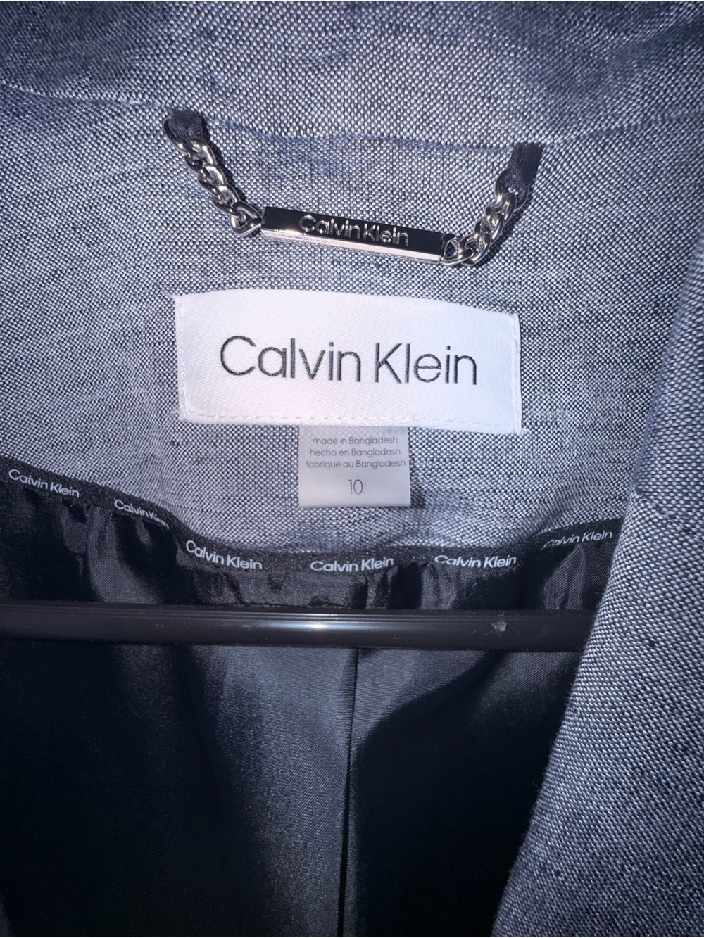Calvin Klein Linen Blend Suit| Size 10 Blazer/size 8 Pants| Blue/Gray - Picture 2 of 4